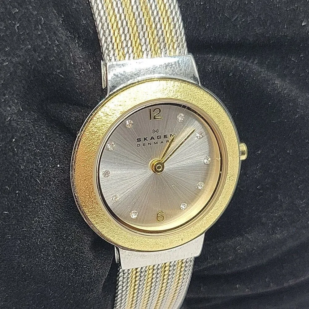 SKAGEN SKW2157 Women's Stainless Steel Analog Gold Dial Quartz Wrist Watch AM597